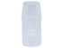 A glass carafe with a clear finish and a matching tumbler, featuring a logo.