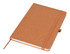 A brown recycled A5 notebook with an elastic band closure and a ribbon bookmark. The cover has a textured finish.