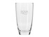 A clear glass highball tumbler featuring a subtle branding logo. Simple and elegant design.