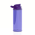 A drink bottle in translucent purple with a purple lid and flip-top spout. It features a logo.