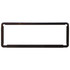A rectangular product frame in dark brown with rounded edges, featuring a logo.