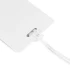 A white imprinted mini luggage tag with a clear strap, featuring a branding logo.