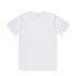 A white classic t-shirt with short sleeves and a round neck, featuring a logo on the tag.