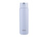 A drink bottle in light blue with a sleek design and a logo. It features a screw-on lid for easy access.