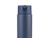A drink bottle in a navy blue colour, featuring a sleek design and a functional lid. It has a logo on the side.