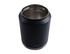 A drink bottle in navy blue with a stainless steel base and a carry handle. It features a logo on the side.