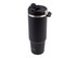 A drink bottle in matte black with a silver band and a clear flip-top lid. It features a logo.