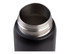 A drink bottle featuring a matte black finish with a stainless steel opening. It has a logo on the side.