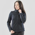 A women's navy blue Appaloosa knit jacket with a zip front and high collar, featuring side pockets and a logo.