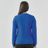 A long-sleeved blue women's t-shirt with a smooth fabric and a simple design. The back view is displayed.