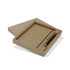 A Kraft notebook and black pen set in a beige box with a lid. The interior features a slot for the pen.