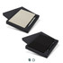 A gift set featuring a black notebook with a cream interior and a sleek black pen, presented in a stylish box.