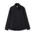A navy polar fleece half-zip top with two side pockets and a collar, featuring a logo.