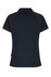 A navy polo shirt with red piping, featuring a collar and short sleeves. It includes a logo.