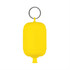 A floating key ring in bright yellow color, featuring a keychain attachment and a buoyant design.