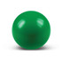 A green stress ball in a round shape, designed for squeezing and stress relief.