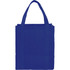 A blue reusable grocery tote bag with sturdy handles and an interior compartment. It features a logo.