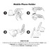 A graphic illustrating the use of a Grip Clip Phone Stand, featuring simple line drawings in black and white.