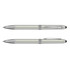 A stylus pen in a soft green shade with silver accents and a branding logo.