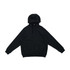 A black men's cotton hoodie with a kangaroo pocket and a zip closure, featuring a hood and long sleeves.