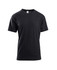 A plain black unisex T-shirt with short sleeves and a round neckline, featuring a small logo.
