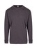 A dark grey men's/unisex long sleeve t-shirt featuring a simple design and a logo on the label.