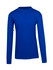 A blue unisex long sleeve T-shirt with a crew neck and a logo on the chest.