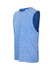 A blue stone wash tank top with a sleeveless design and a logo on the label.