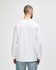 A man wearing a white Gildan Ultra Cotton adult long sleeve t-shirt, viewed from the back.