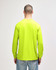 A long sleeve T-shirt in bright yellow with a plain back, featuring a logo on the front.