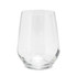 A stemless glass with a clear, smooth design and a rounded base, suitable for various beverages.