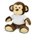 A Brown Monkey plush with a white shirt on