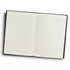 A recycled cotton hard cover notebook in dark green, open to reveal lined pages. It features a branding logo.