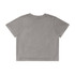 A grey heavy crop tee with short sleeves and a simple design. Features a small logo on the back.