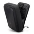 A black anti-theft backpack with a sleek design, featuring an open zipper and organisational pockets inside.
