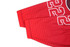Red hockey team jersey with white lettering and stripes, featuring a logo on the upper area.