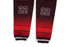 Ice hockey socks in dark burgundy with red and white striped design and the number 22 on both sides.