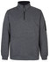 A grey 1/2 zip fleece jumper featuring a high collar and a side pocket, with a logo on the sleeve.