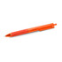 An orange Flow Gel Pen with a textured grip and a clip on the side. It features a sleek design and shiny details.