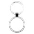 A silver metal keyring featuring a circular ring and a split keyring design.