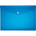 A blue folder with a circular clasp, designed for holding documents securely. Features a semi-transparent finish.