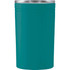 A drink bottle in teal with a silver lid, featuring a logo, suitable for thermos use.