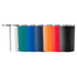 A drink bottle collection featuring various colours including white, teal, blue, orange, and black, with a stainless steel lid.