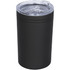 A drink bottle in matte black with a transparent lid and a logo, designed as a 325ml vacuum tumbler.