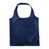 A navy foldaway tote bag with a single handle and a compact foldable design. It features a logo.