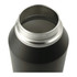 A drink bottle with a matte black finish and a stainless steel opening, showcasing its vacuum insulated design.