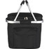 A black picnic cooler bag with a zippered top, featuring an aluminium handle and a front pocket.