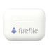 A white charging case with a logo, designed for true wireless earbuds.