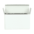 A white cardboard box with flaps open, revealing the inner compartment, but no specific contents visible.