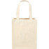 A beige mini cotton tote bag with two handles and a simple, unadorned design.